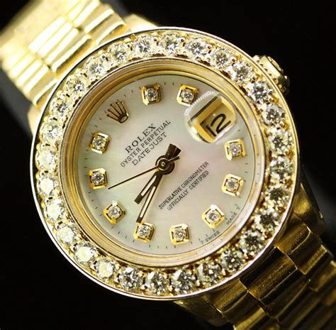 diamond encrusted rolex ladies|used rolex diamond bezels.